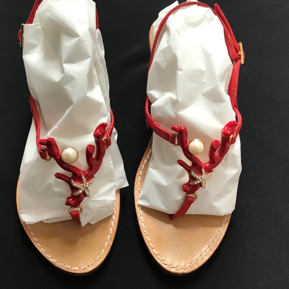Coral summer embellished sandal
